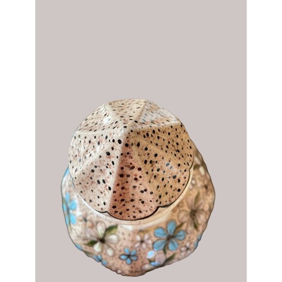 Handcrafted Floral Ceramic Vase Retro Speckled Pattern & Playful Design - Picture 4 of 7